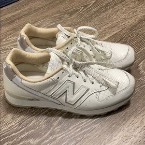 New Balance White and Cream Sneakers